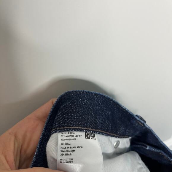 Uniqlo Stretch Selvedge Slim Straight Fit Jean Kaihara Japanese Denim Navy 35x34 - Picture 7 of 8